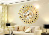 Роскошное золото настенных часов металла дизайна павлина покрытое для домашнего украшения