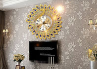 Роскошное золото настенных часов металла дизайна павлина покрытое для домашнего украшения